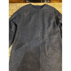 WORTH NEW YORK‎ Textured Metallic Shimmer Jewel Neck Coat Size M
